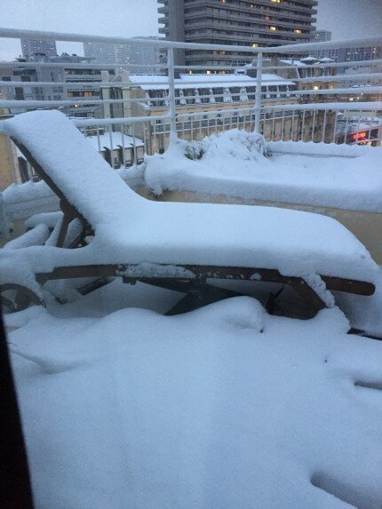 The hotel's balcony..no sunbathing this time!